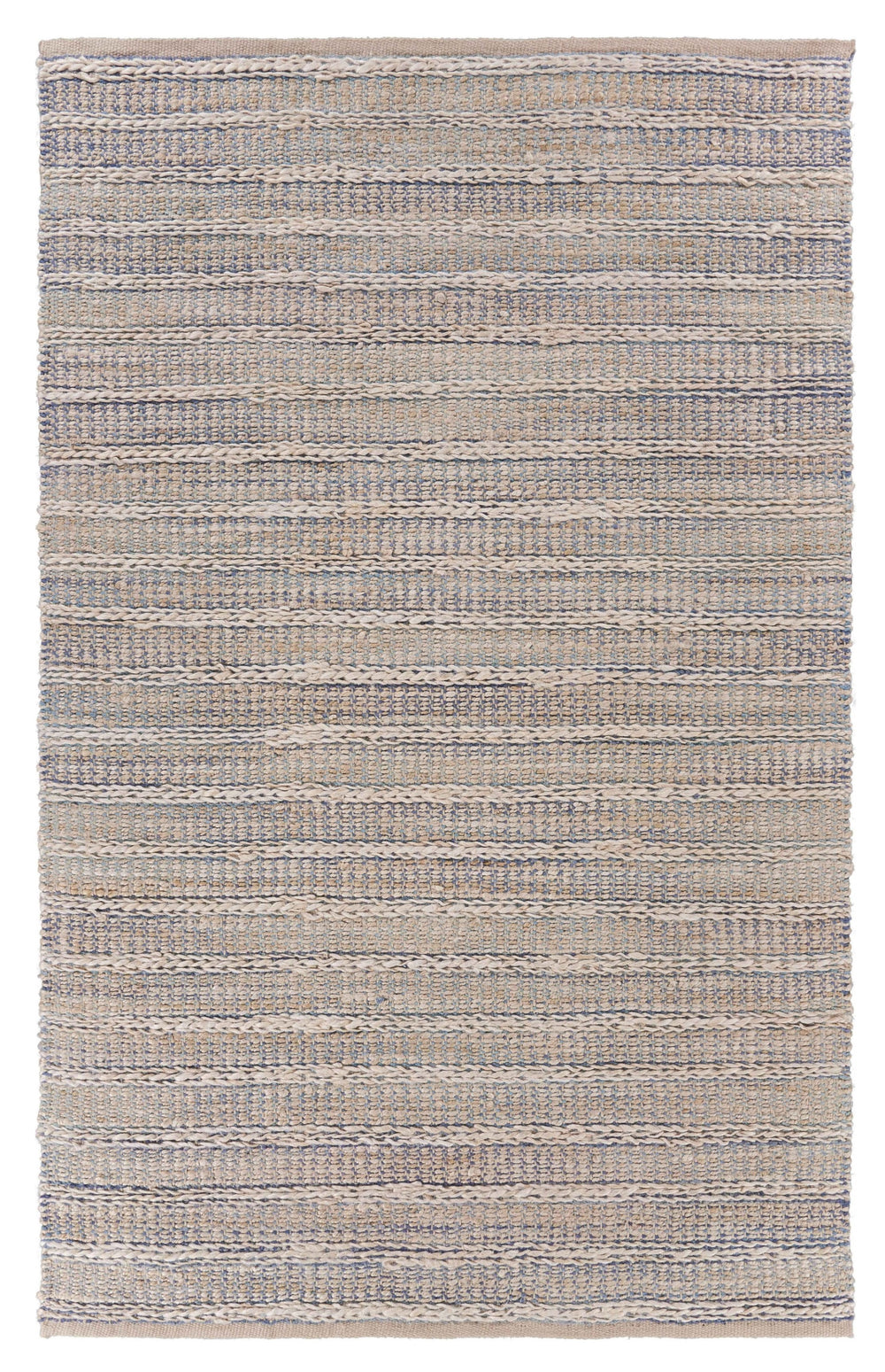Homeroots 5' X 8' Blue And Cream Braided Jute Area Rug  Jute 395503
