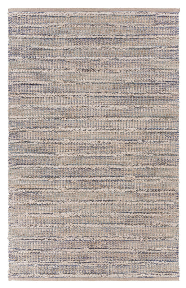 Homeroots 5' X 8' Blue And Cream Braided Jute Area Rug  Jute 395503