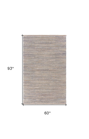 Homeroots 5' X 8' Blue And Cream Braided Jute Area Rug  Jute 395503