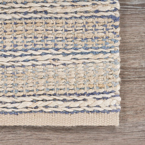 Homeroots 5' X 8' Blue And Cream Braided Jute Area Rug  Jute 395503