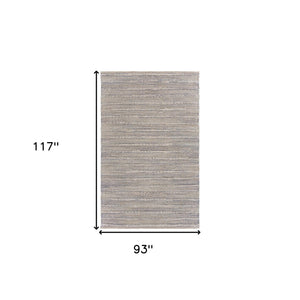 Homeroots 8' X 10' Blue And Cream Braided Jute Area Rug  Jute 395504