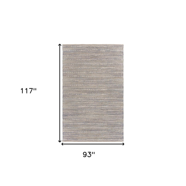 Homeroots 8' X 10' Blue And Cream Braided Jute Area Rug  Jute 395504