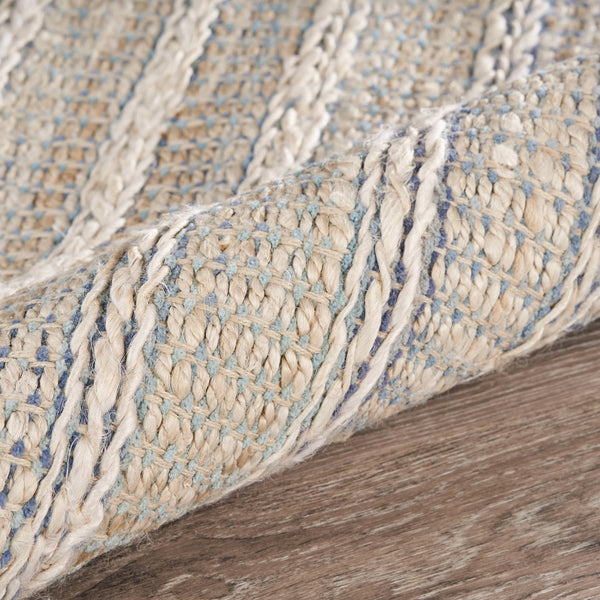 Homeroots 8' X 10' Blue And Cream Braided Jute Area Rug  Jute 395504