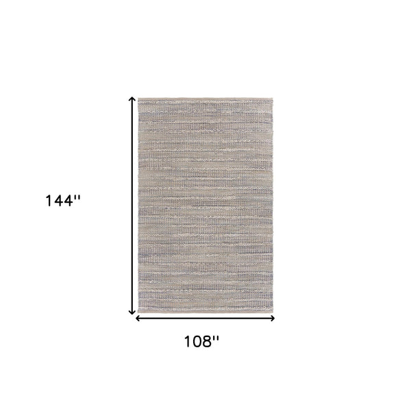 Homeroots 9' X 12' Blue And Cream Braided Jute Area Rug  Jute 395505