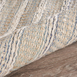 Homeroots 9' X 12' Blue And Cream Braided Jute Area Rug  Jute 395505