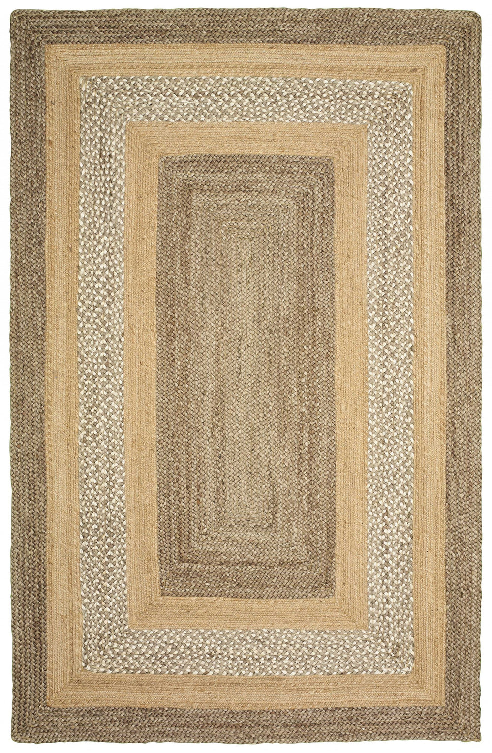 Homeroots 4' X 6' Tan And Beige Bordered Area Rug  Jute 395554
