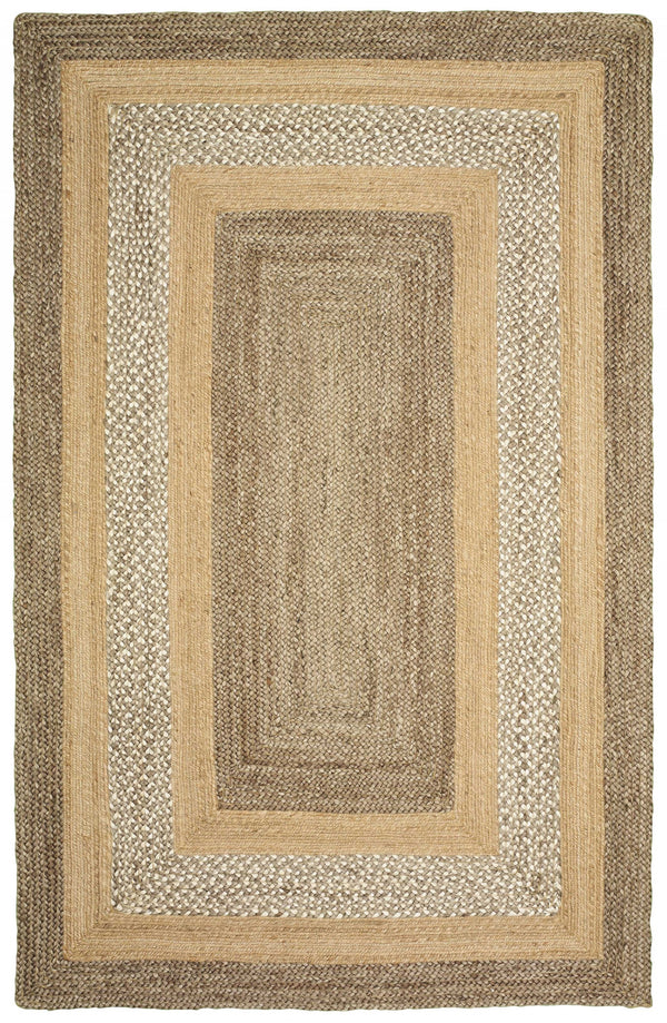 Homeroots 4' X 6' Tan And Beige Bordered Area Rug  Jute 395554
