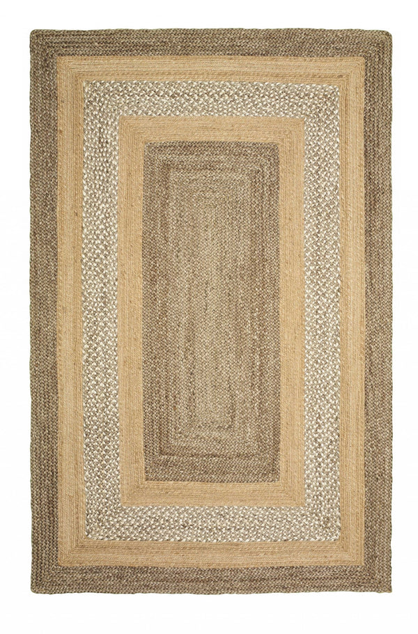 Homeroots 4' X 6' Tan And Beige Bordered Area Rug  Jute 395554