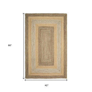 HomeRoots 4' Tan and Beige Hand-Braided Area Rug – Timeless Design for Comfort and Style in Any Room 4' X 6' 395554