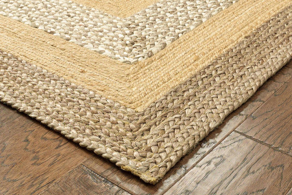 Homeroots 5' X 8' Tan Hand Braided Area Rug  Jute 395555