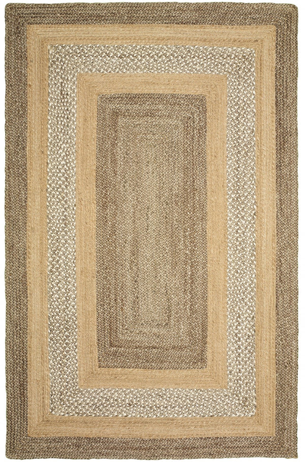 Homeroots 8' X 10' Tan Hand Braided Area Rug  Jute 395556