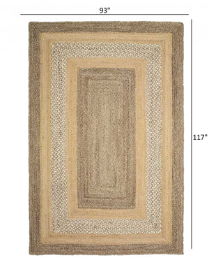Homeroots 8' X 10' Tan Hand Braided Area Rug  Jute 395556