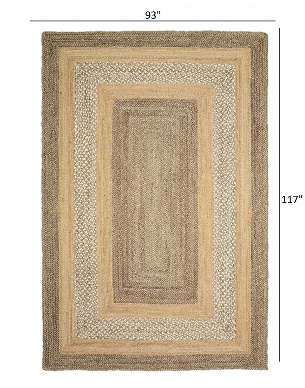 Homeroots 8' X 10' Tan Hand Braided Area Rug  Jute 395556