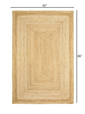 Homeroots 4' X 6' Classic Tan Bordered Area Rug  Jute 395563
