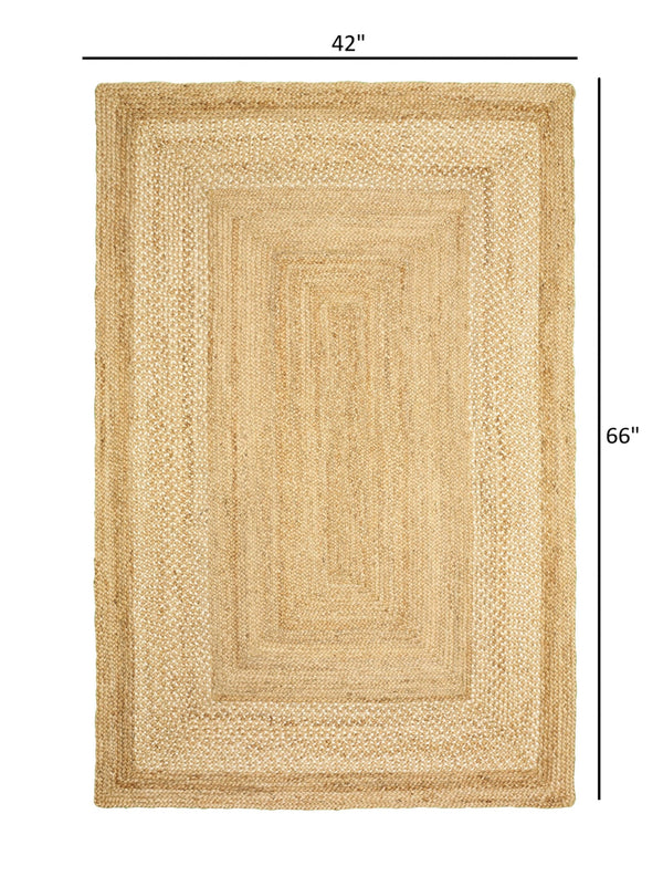 Homeroots 4' X 6' Classic Tan Bordered Area Rug  Jute 395563