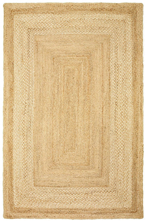 HomeRoots 4' Classic Tan Bordered Area Rug - Hand-Braided Jute, Timeless Charm for Any Home Décor Style 4' X 6' 395563