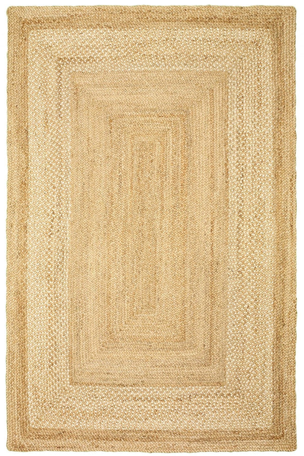 HomeRoots 4' Classic Tan Bordered Area Rug - Hand-Braided Jute, Timeless Charm for Any Home Décor Style 4' X 6' 395563