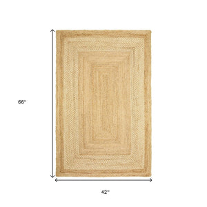 HomeRoots 4' Classic Tan Bordered Area Rug - Hand-Braided Jute, Timeless Charm for Any Home Décor Style 4' X 6' 395563
