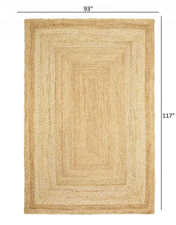 Homeroots 8' X 10' Classic Tan Bordered Area Rug  Jute 395565