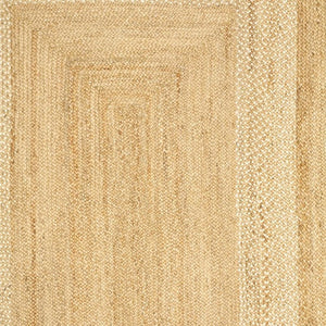 HomeRoots 4' Classic Tan Bordered Area Rug - Hand-Braided Jute, Timeless Charm for Any Home Décor Style 8' X 10' 395565
