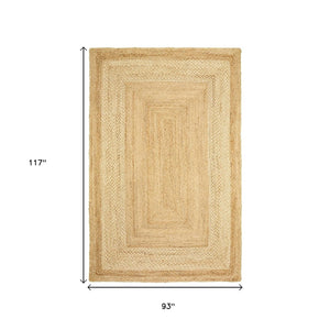 HomeRoots 4' Classic Tan Bordered Area Rug - Hand-Braided Jute, Timeless Charm for Any Home Décor Style 8' X 10' 395565