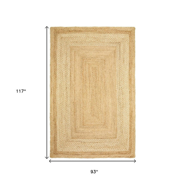 HomeRoots 4' Classic Tan Bordered Area Rug - Hand-Braided Jute, Timeless Charm for Any Home Décor Style 8' X 10' 395565