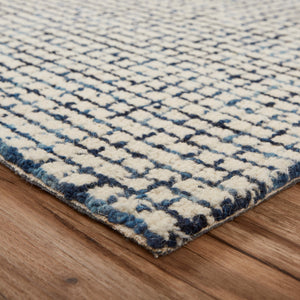 Homeroots 9' X 12' Ivory Wool Hand Loomed Area Rug Blue Wool 395568