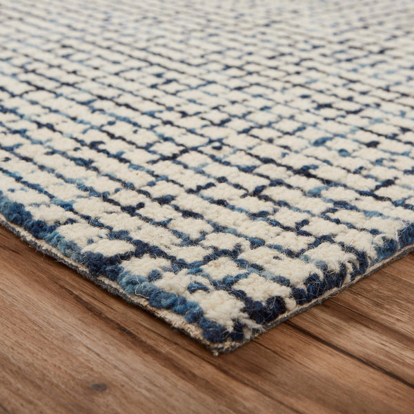 Homeroots 9' X 12' Ivory Wool Hand Loomed Area Rug Blue Wool 395568