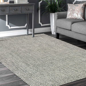 Homeroots 5' X 8' Gray Wool Handmade Area Rug Black Wool 395572