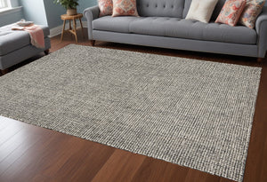 Homeroots 8' X 10' Gray Wool Handmade Area Rug Black Wool 395573