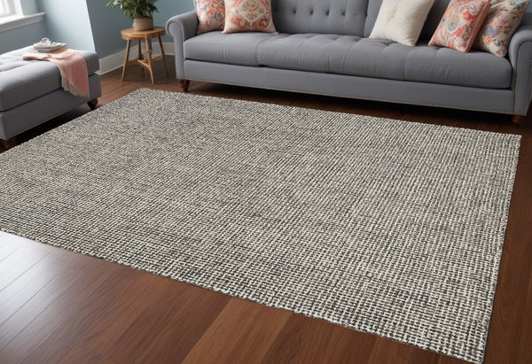 Homeroots 8' X 10' Gray Wool Handmade Area Rug Black Wool 395573