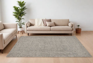 Homeroots 9' X 12' Gray Interwoven Maze Area Rug Black Wool 395574