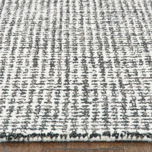 Homeroots 9' X 12' Gray Interwoven Maze Area Rug Black Wool 395574