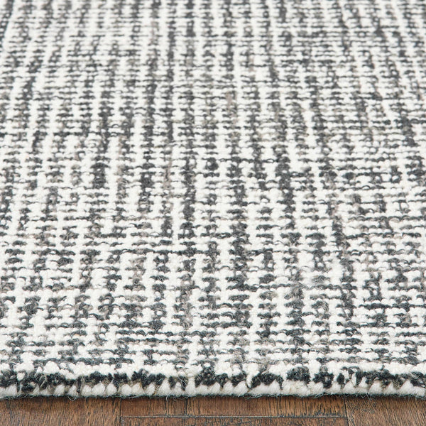 Homeroots 9' X 12' Gray Interwoven Maze Area Rug Black Wool 395574