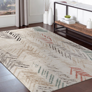 Homeroots 5' X 7' Ivory Eclectic Arrows Area Rug  Polypropylene 395586
