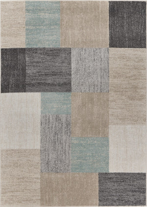 Homeroots 5' X 7' Beige And Black Modern Blocks Area Rug  Polypropylene 395590