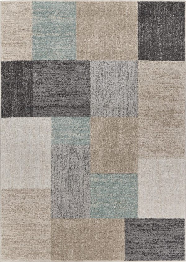 Homeroots 5' X 7' Beige And Black Modern Blocks Area Rug  Polypropylene 395590
