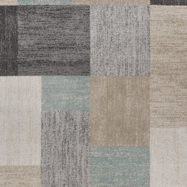 Homeroots 5' X 7' Beige And Black Modern Blocks Area Rug  Polypropylene 395590