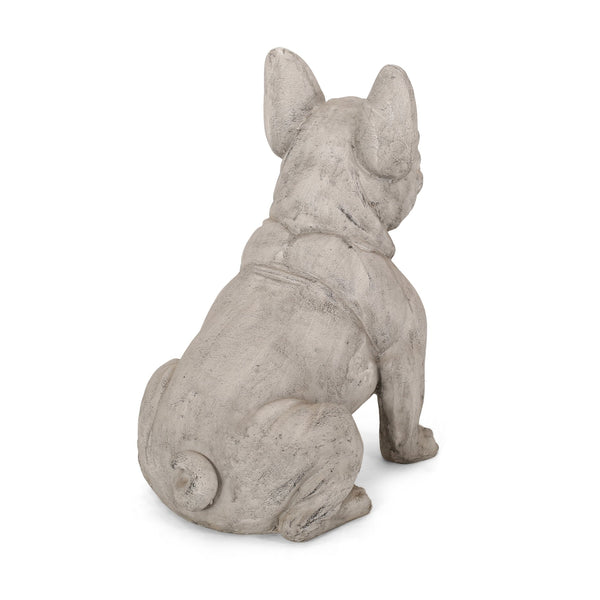 English Elm Christopher Knight Home® - DOG French Bulldog Garden Sculpture Cast Stone Outdoor Accent with Antique Wash, Durable Charm Rustic White 70293.00RUSWHTGRN
