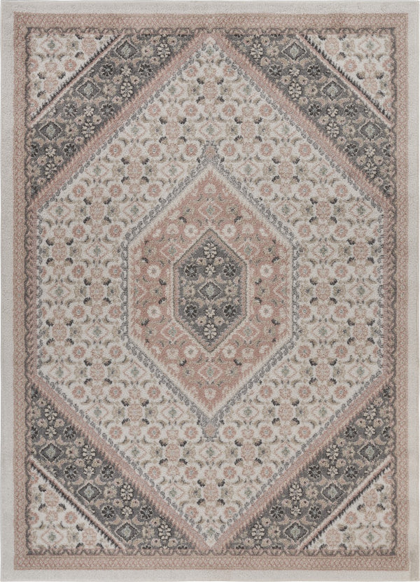 Homeroots 5' X 7' Gray And Blush Traditional Area Rug Ivory,Pink Polypropylene 395598