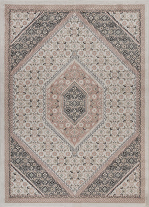 Homeroots 5' X 7' Gray And Blush Traditional Area Rug Ivory,Pink Polypropylene 395598