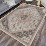 Homeroots 5' X 7' Gray And Blush Traditional Area Rug Ivory,Pink Polypropylene 395598