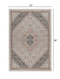 Homeroots 5' X 7' Gray And Blush Traditional Area Rug Ivory,Pink Polypropylene 395598