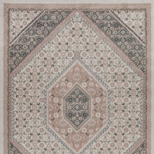 Homeroots 8' X 10' Gray And Ivory Area Rug Ivory,Pink Polypropylene 395599
