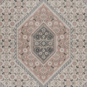 Homeroots 8' X 10' Gray And Ivory Area Rug Ivory,Pink Polypropylene 395599