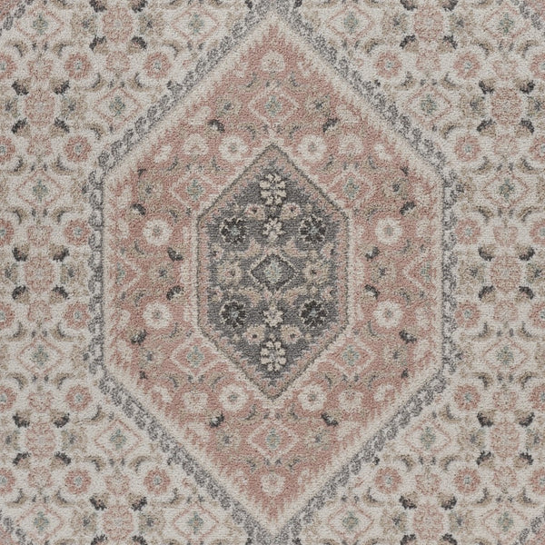 Homeroots 8' X 10' Gray And Ivory Area Rug Ivory,Pink Polypropylene 395599