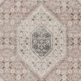 Homeroots 5' X 7' Gray And Soft Pink Traditional Area Rug Pink,Cream Polypropylene 395600