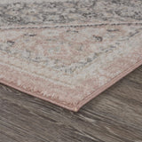 Homeroots 5' X 7' Gray And Soft Pink Traditional Area Rug Pink,Cream Polypropylene 395600