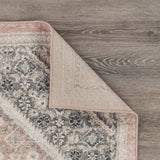 Homeroots 5' X 7' Gray And Soft Pink Traditional Area Rug Pink,Cream Polypropylene 395600