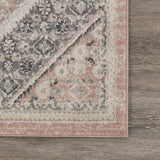 Homeroots 5' X 7' Gray And Soft Pink Traditional Area Rug Pink,Cream Polypropylene 395600